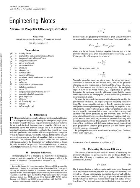 (PDF) Maximum Propeller Efficiency Estimation