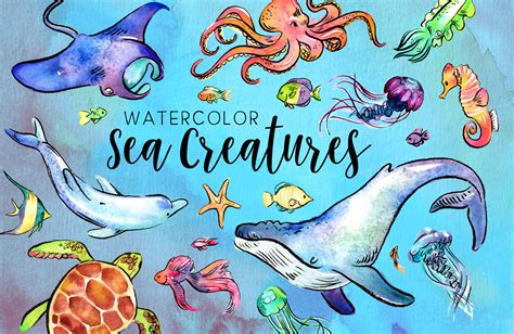 29 Watercolor Sea Creatures | Custom-Designed Illustrations ~ Creative Market