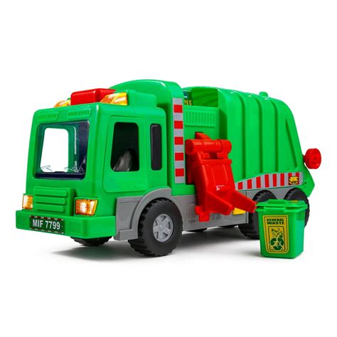 Playkidz Kids 15" Garbage Truck Toy with Lights, Sounds, and Manual Trash Lid, Interactive Early ...