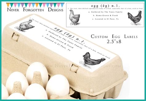 2.5" x 8" Egg Carton Labels, Customized Label Perfect for Chicken Coop ...