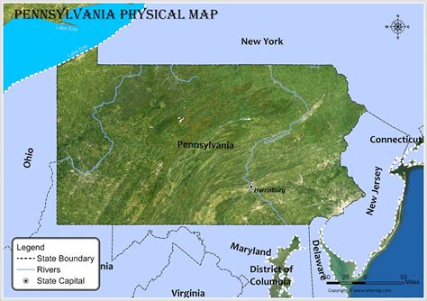 Physical Map of Pennsylvania - Check Geographical Features of the ...