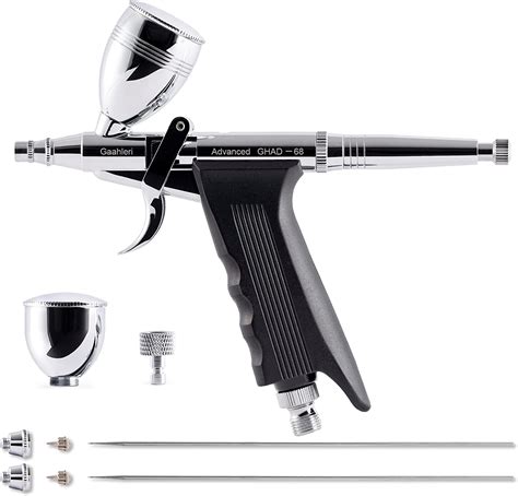 Gaahleri Airbrush Kit, Airbrush Gun Dual Action Gravity Feed Set, 0.38 & 0.5mm Needles, 1/2 & 1/ ...