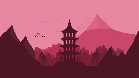 Japan Landscape Vector Minimalist, nature, landscape, minimalism ...