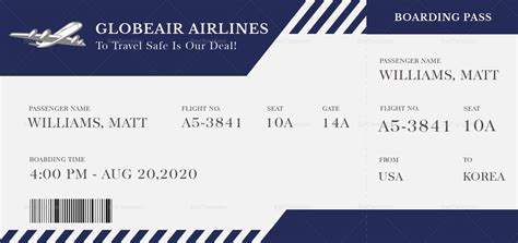 Printable Airline Ticket Template Free