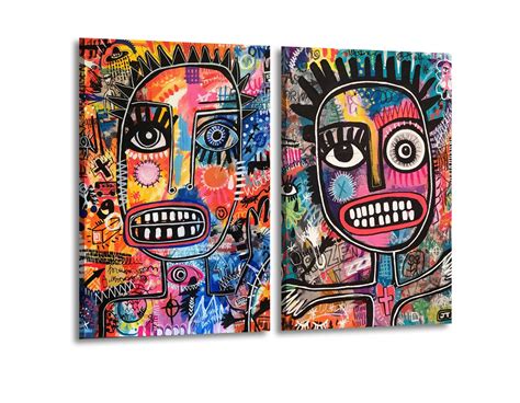 Basquiat wall art print basquiat graffiti art print set of 2 | Etsy