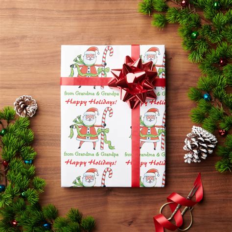 Cute Retro Santa Claus Personalized Wrapping Paper | Zazzle