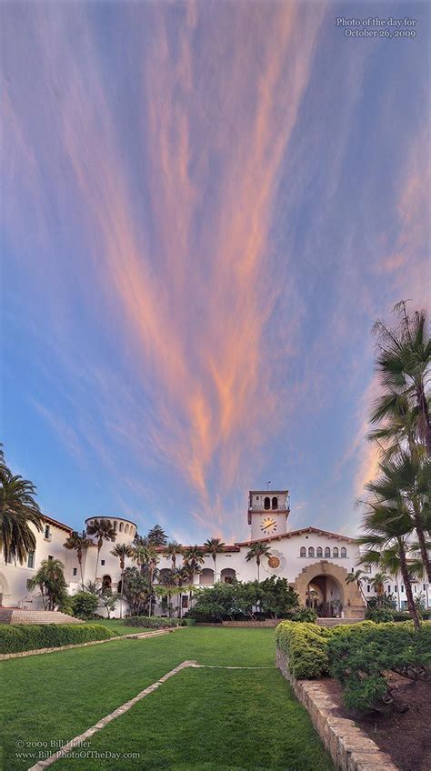 Sunset Clouds Over The Santa Barbara County Courthouse Clock Tower. Photographic Print ht ...