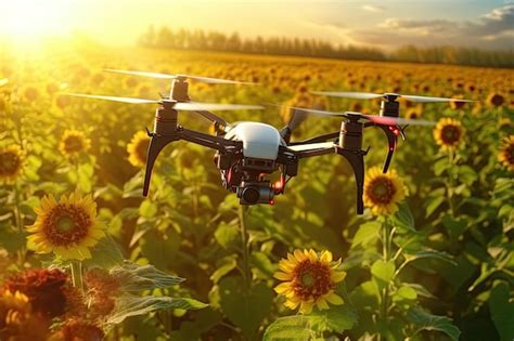 Premium AI Image | Agriculture drone fly on fields ai generated