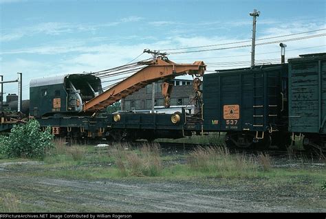 Maine Central Railroad (MEC) MoW Crane No. MW180 and Boom Car No. MW537