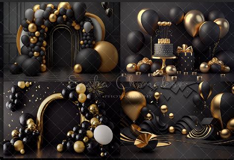 Backdrops black and gold balloons set 1 Ai generated – www ...