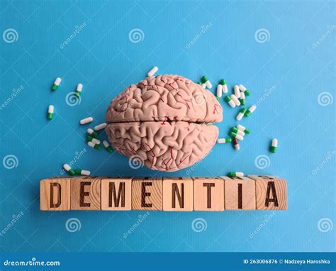 Dementia on Table with and Medical Pills and Treatment Stock Photo ...