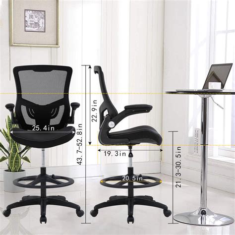 Ergonomic Drafting Chair With Flip Up Arms, Black | BestOffice.com