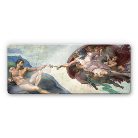 Michelangelo - The creation of Adam Glass art | wall-art.com