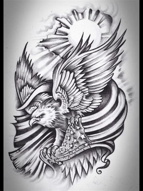 Eagle-Flag Sketch Card Tattoo Designs, Tattoo Design Drawings, Tattoo Sleeve Designs, Tattoo ...