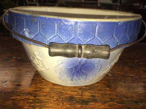 ANTIQUE BLUE & WHITE STONEWARE BOWL WOW | Antique stoneware, Stoneware, Antique pottery
