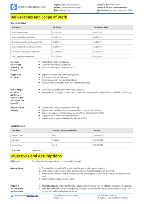 Scope of Work for Construction Template: Better Than Word & PDF