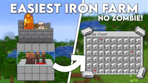 Minecraft Easiest IRON FARM Without a Zombie - Tutorial 1.19+ - YouTube