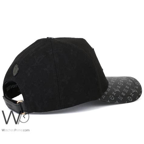 Black Louis Vuitton LV Patterned Baseball Leather Cap | Watches Prime