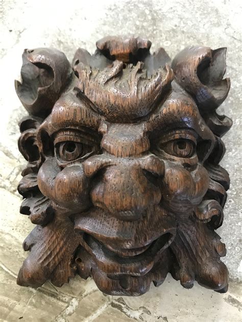 19th Century Heavy Carved Oak Gargoyle Ceiling Boss