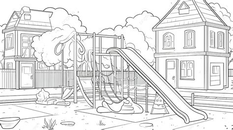 The Playground Coloring Page For Kids Background, Playground Coloring ...