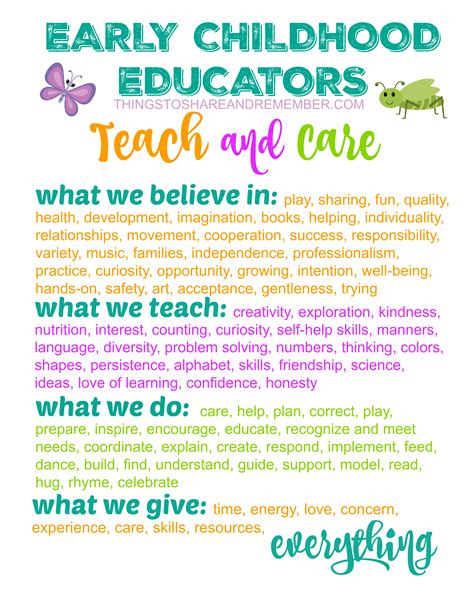 Early Childhood Educators TEACH and CARE Printable Poster