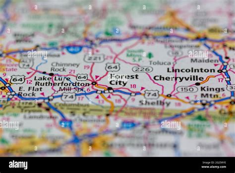 Forest City North Carolina USA shown on a Road map or Geography map Stock Photo - Alamy