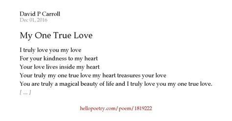 My One True Love by David P Carroll - Hello Poetry