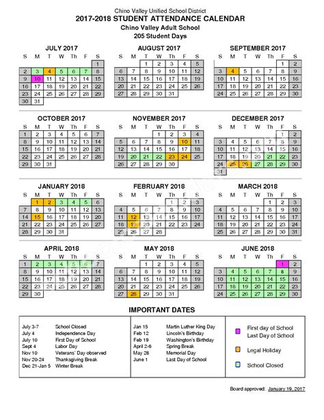 Chino Valley Unified School District Calendars – Chino, CA