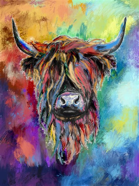 Abstract Highland Cow tumblr Painting by Evans Justine - Fine Art America