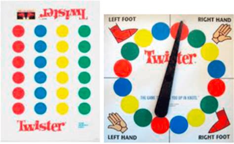 Pictures of a standard Twister mat and Twister spinner. The anatomical... | Download Scientific ...