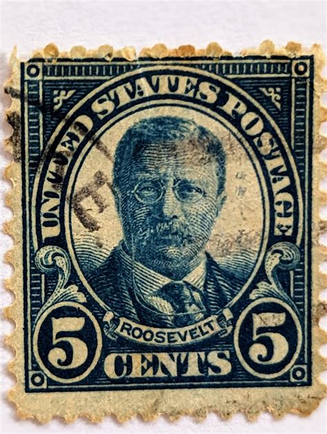 USA President Teddy Roosevelt 5c Stamp 1922, Dark Blue - Etsy