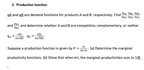 Solved 2. Cobb-Douglas Production Function In economics, a | Chegg.com