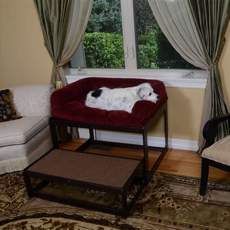 The Savvy Pet Lacey's Lookout Medium Black Birch Pet Window Seat Navy Rectangle Pillow | Dog ...