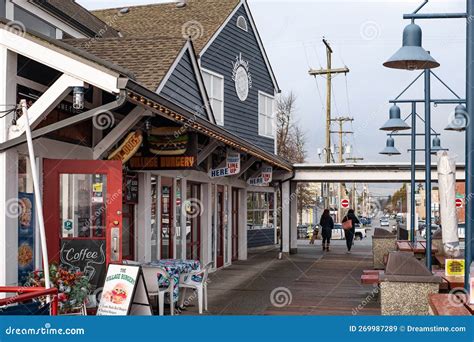 Steveston Harbour Fisherman S Wharf. People Walking, Shops and ...