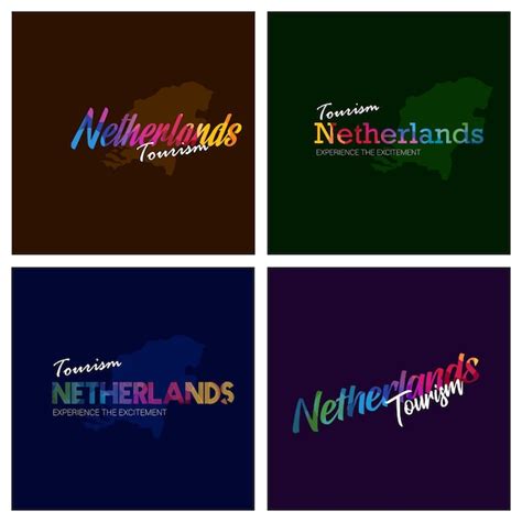 Premium Vector | Tourism Netherlands typography Logo Background set