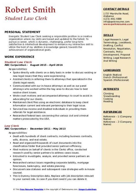 10+ Law Clerk Resume Samples & Templates for 2025