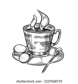 Cup Tea Bag Line Art Vector Stock Illustration 2237068719 | Shutterstock