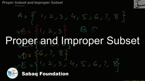 Proper and Improper Subset, Math Lecture | Sabaq.pk - YouTube