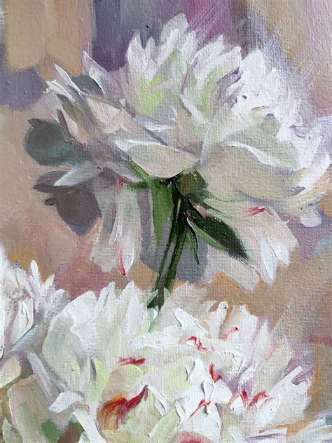 White peony art painting original Flowers oil painting on | Etsy