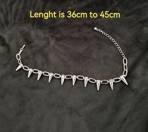 Spike Choker Necklace Spike Chain Choker Necklace Gothic - Etsy