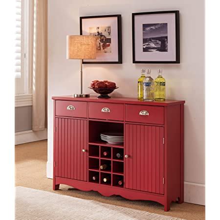 Buffets & Sideboards Red Wooden Mixcept 52 Modern Stylish Sideboard Buffet Table Cabinet Tall ...