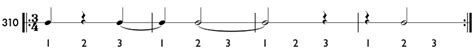 Practice Rhythm Pattern 310 - Ties Over Measure Lines and Syncopations