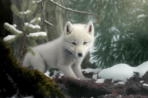 Premium Photo | A white wolf in the snow