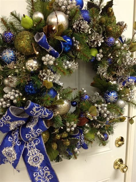 Christmas Wreath Blue and Silver Wreath Artificial Wreath