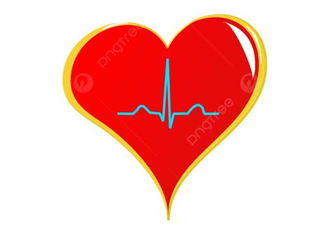 A Heartshaped Symbol With A Normal Sinus Rhythm Of Health Vector, Cartoon, Lifting, Healthy PNG ...