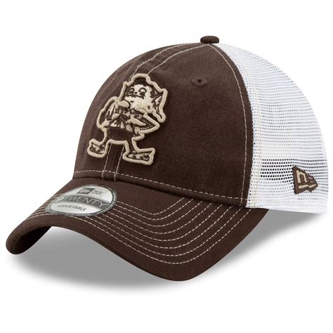 Men's New Era Brown Cleveland Browns Throwback Logo Rustic Mark Trucker ...