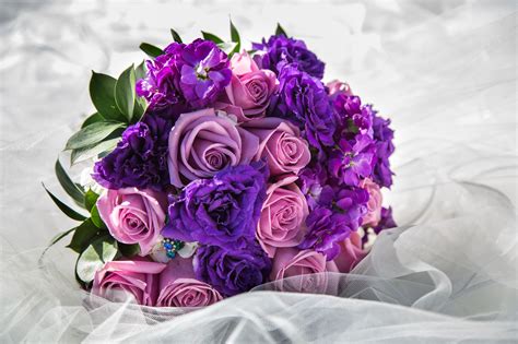 Purple Rose and Carnation Bouquet