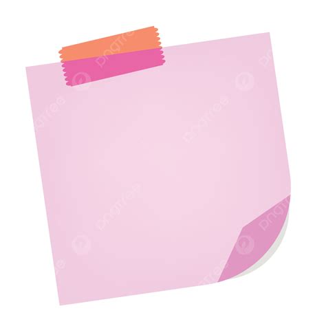 Pink Sticky Note Vector Illustration With Tape, Pink, Notes, Memo PNG ...