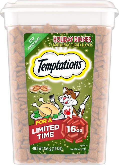 Temptations Holiday Dinner Cat Treats, 16-oz tub - Chewy.com