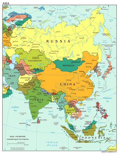 Large scale political map of Asia with major cities and capitals - 2012 ...